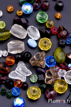 Perles acryliques assorties - 3-12 mm, trou 1 mm - multicolore